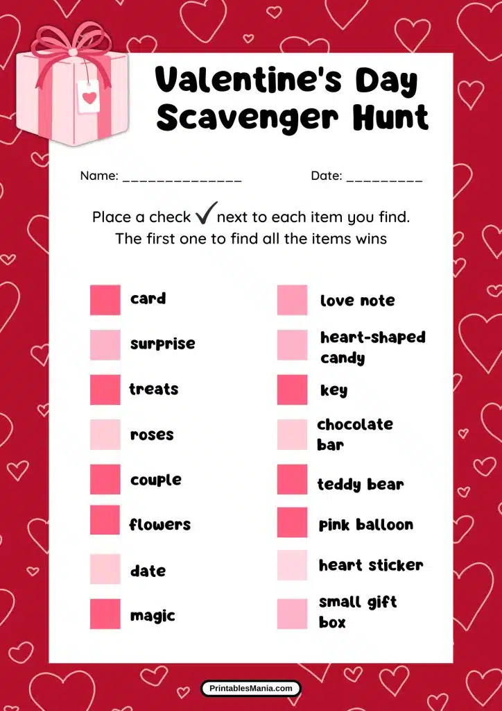 fun Valentine's Day scavenger hunt