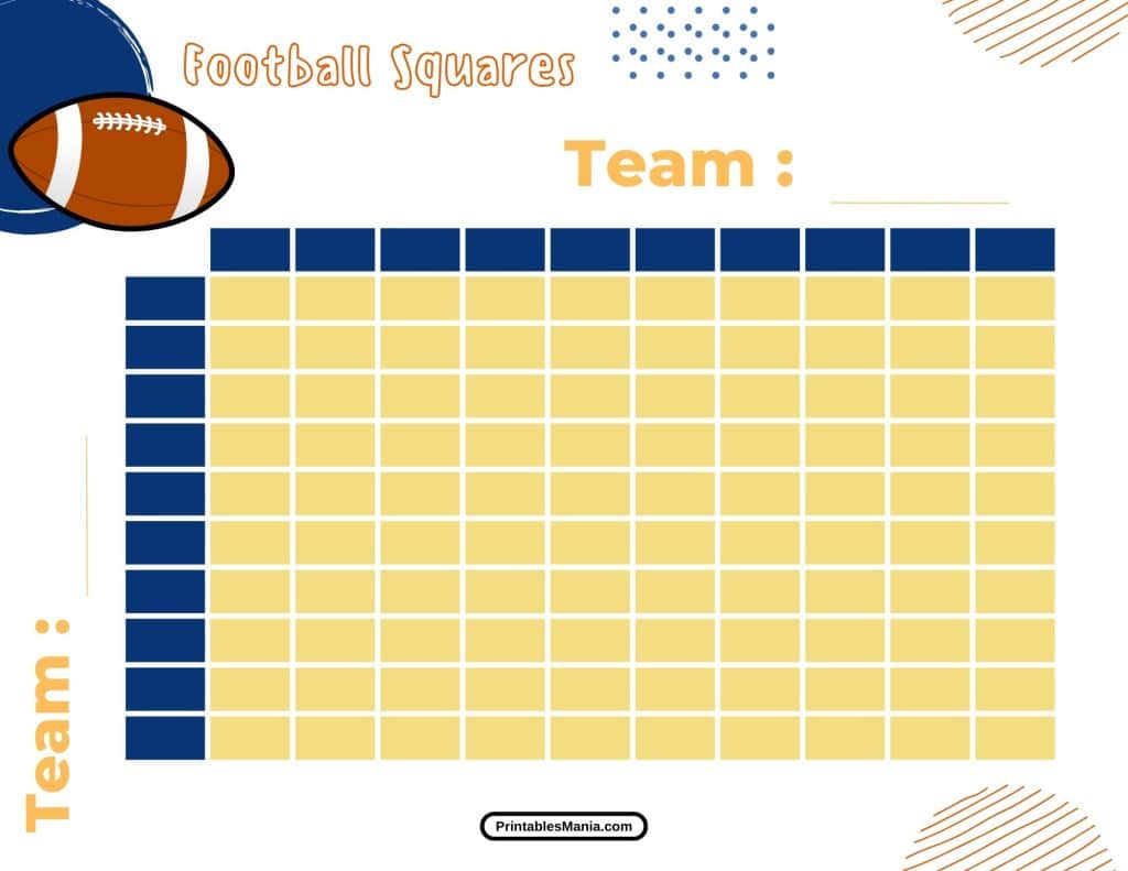 blank football squares template for games