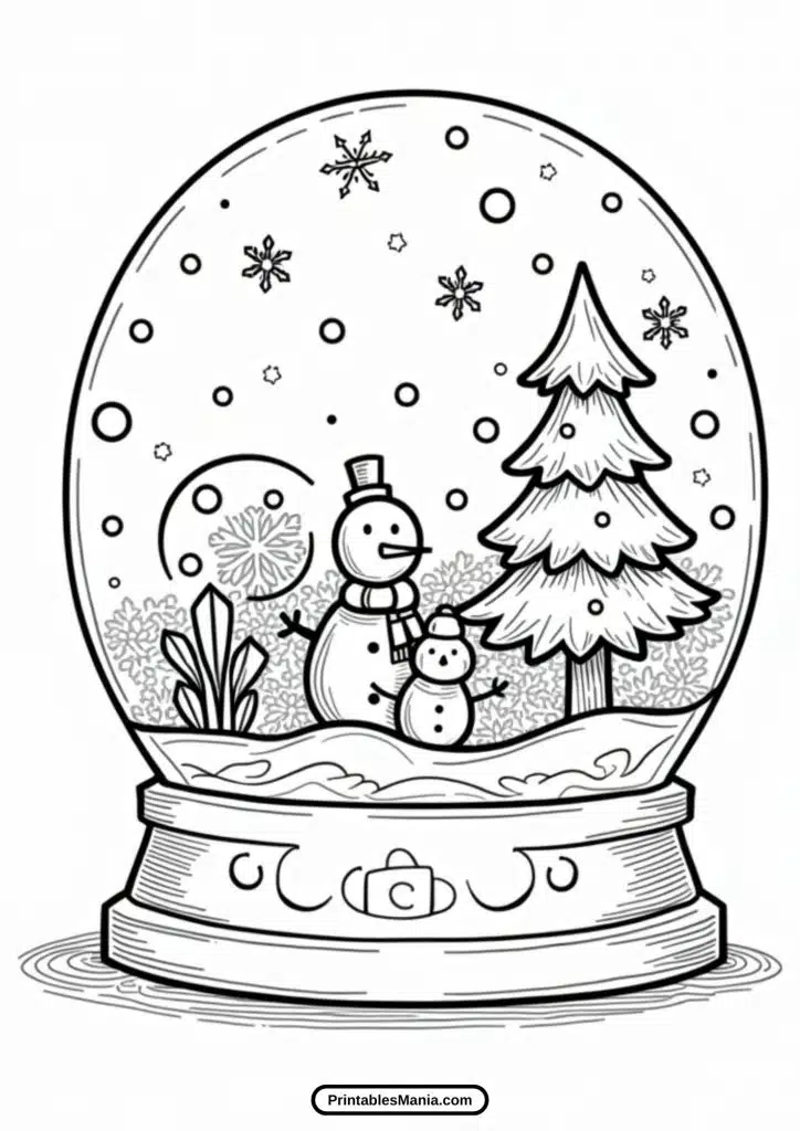 printable snow globe coloring pdf free