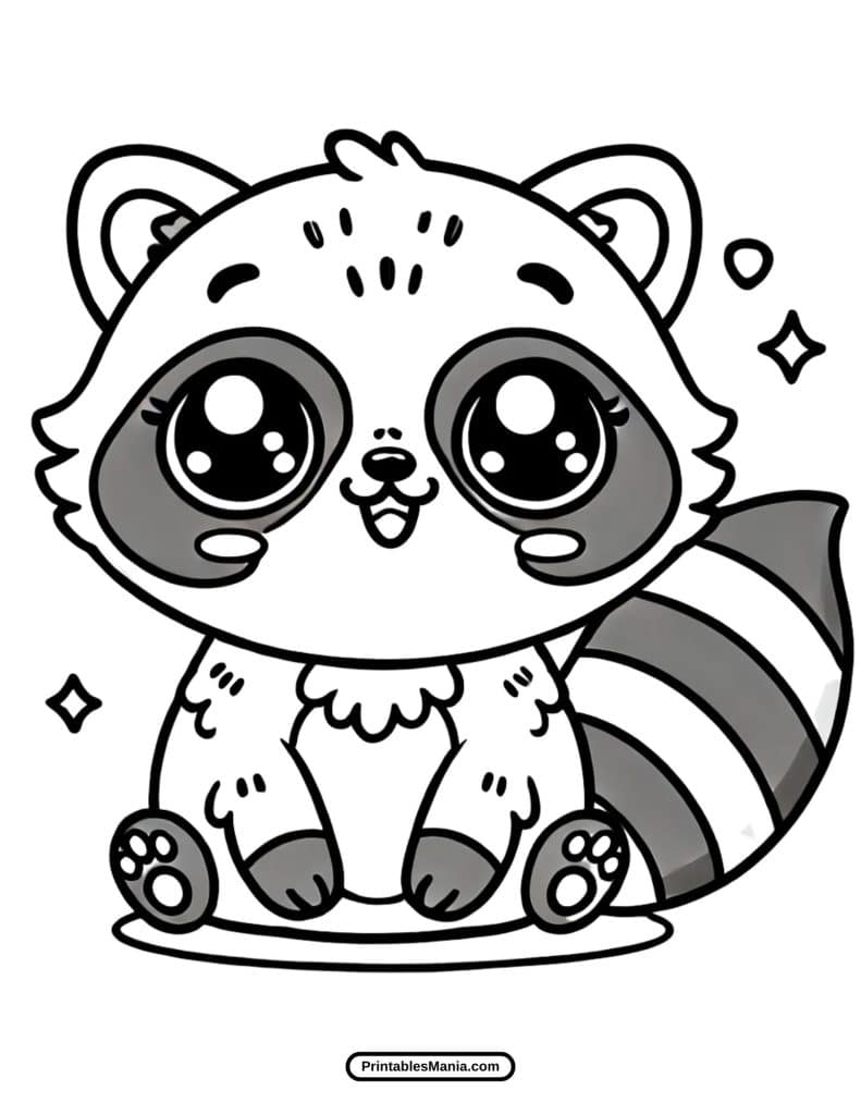 adorable kawaii animal coloring page for kids printable 