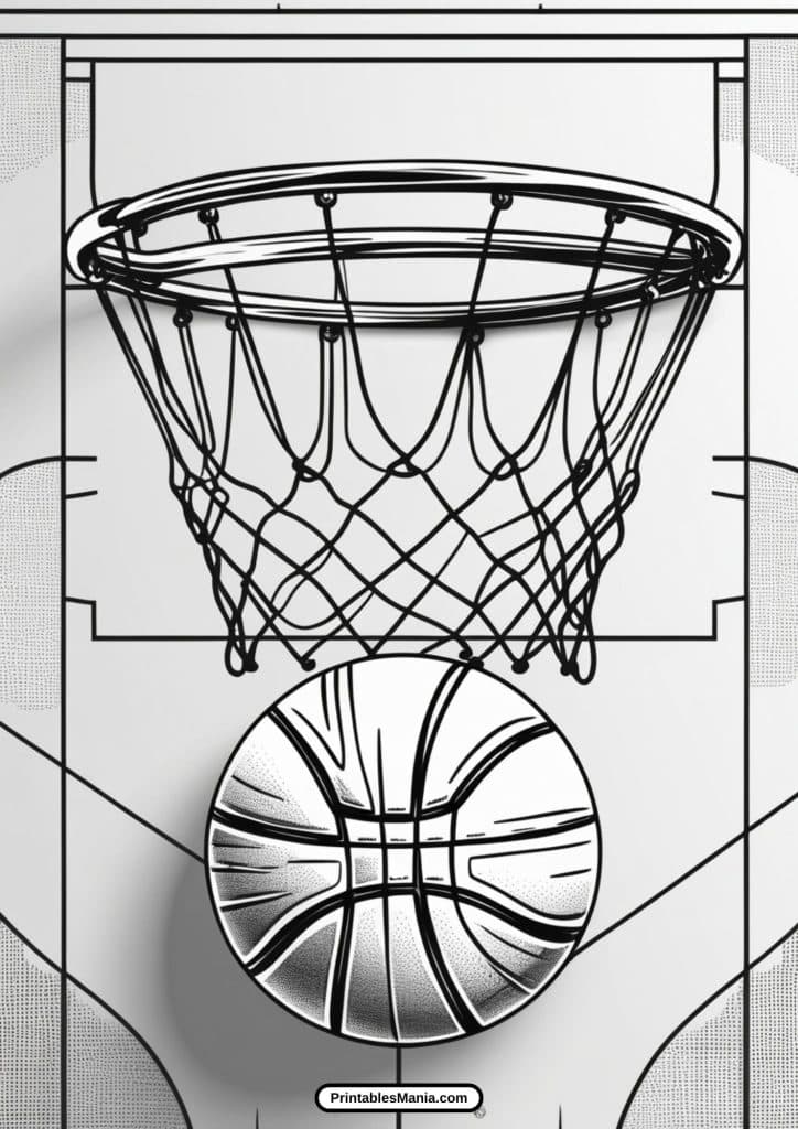 basketball and net coloring page pdf