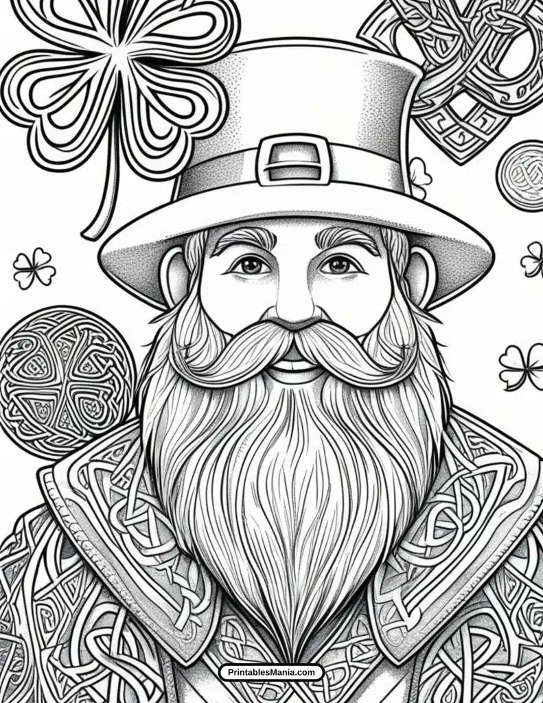 fun and creative St. Patrick's Day coloring page with rainbows and gold