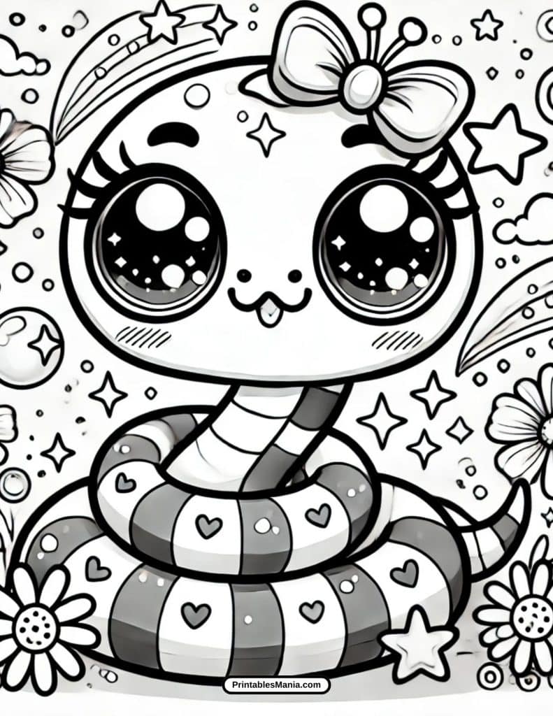 cute and simple printable snake coloring page