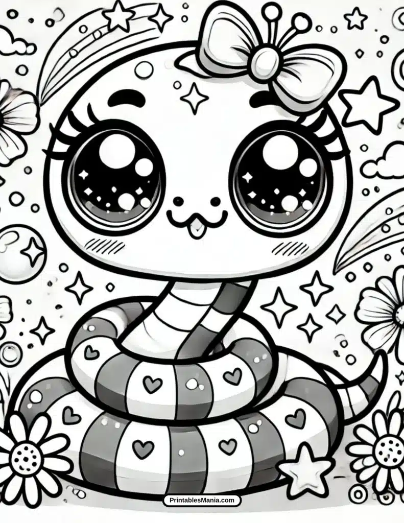 cute and simple printable snake coloring page