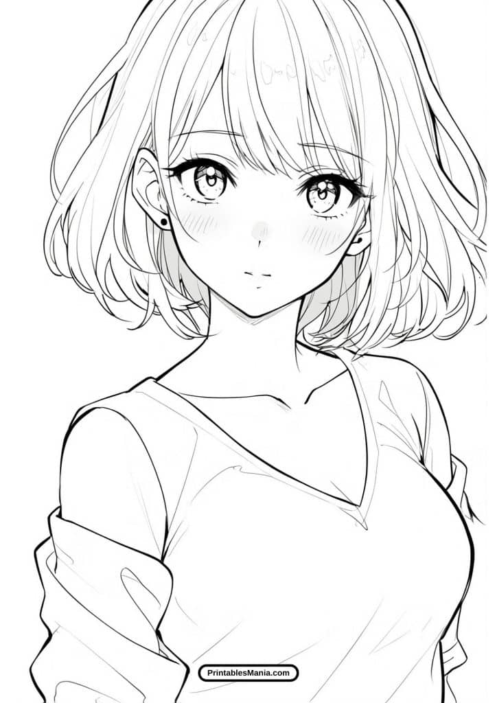 download anime girl coloring sheet for fun