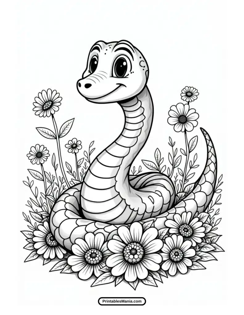 printable pdf snake coloring page with cute designs