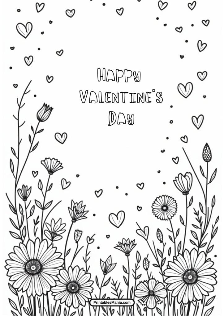 valentine's day heart and roses coloring sheet free pdf