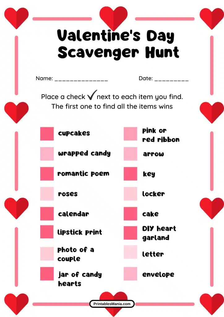 romantic Valentine's Day scavenger hunt