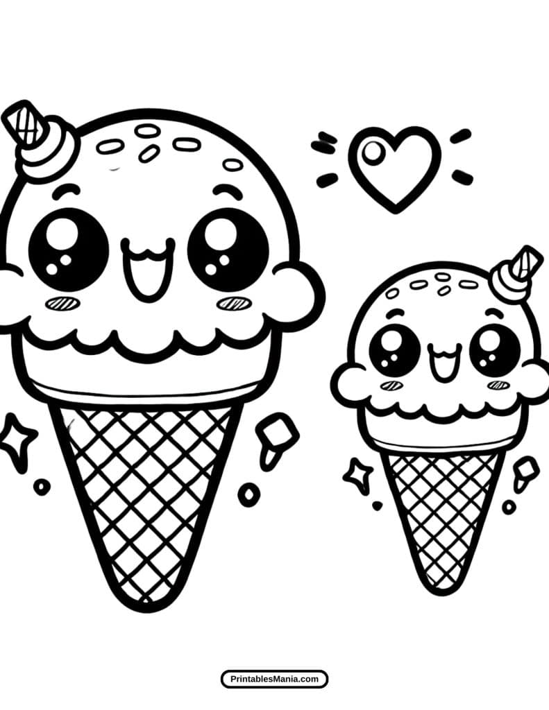 easy kawaii drawing coloring sheet download