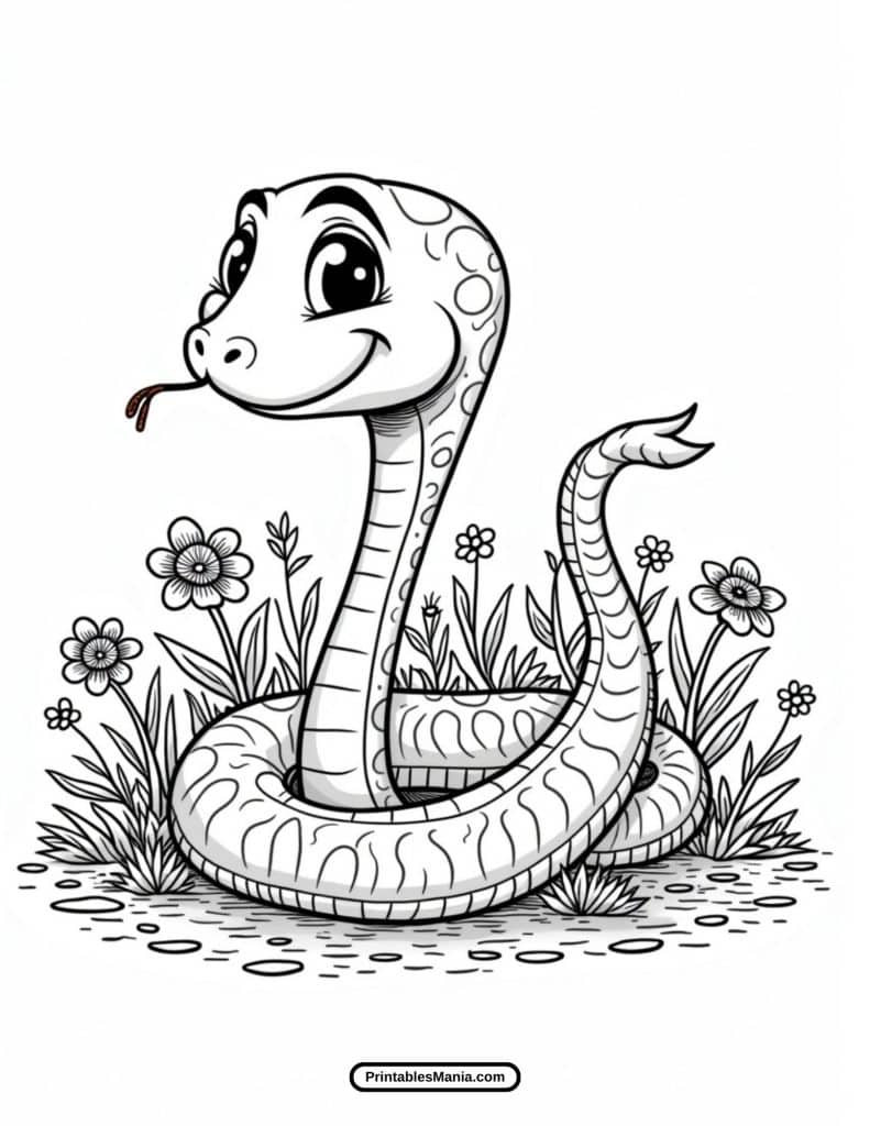 free snake coloring page with simple outlines