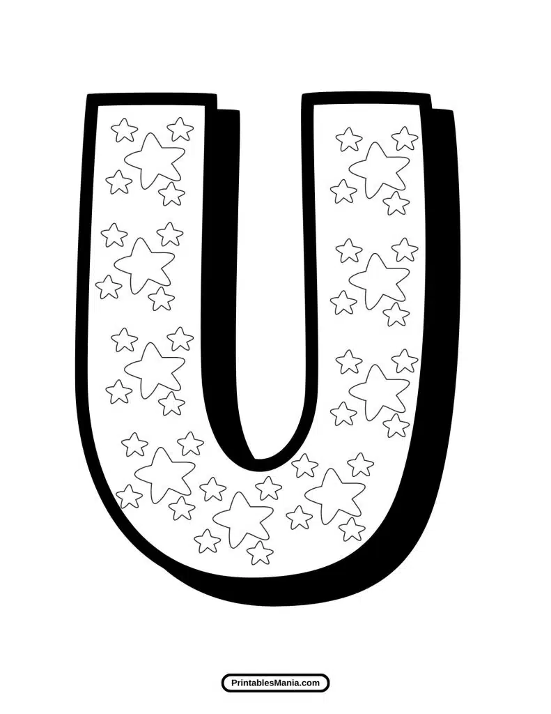 free letter U coloring page with fun design for children