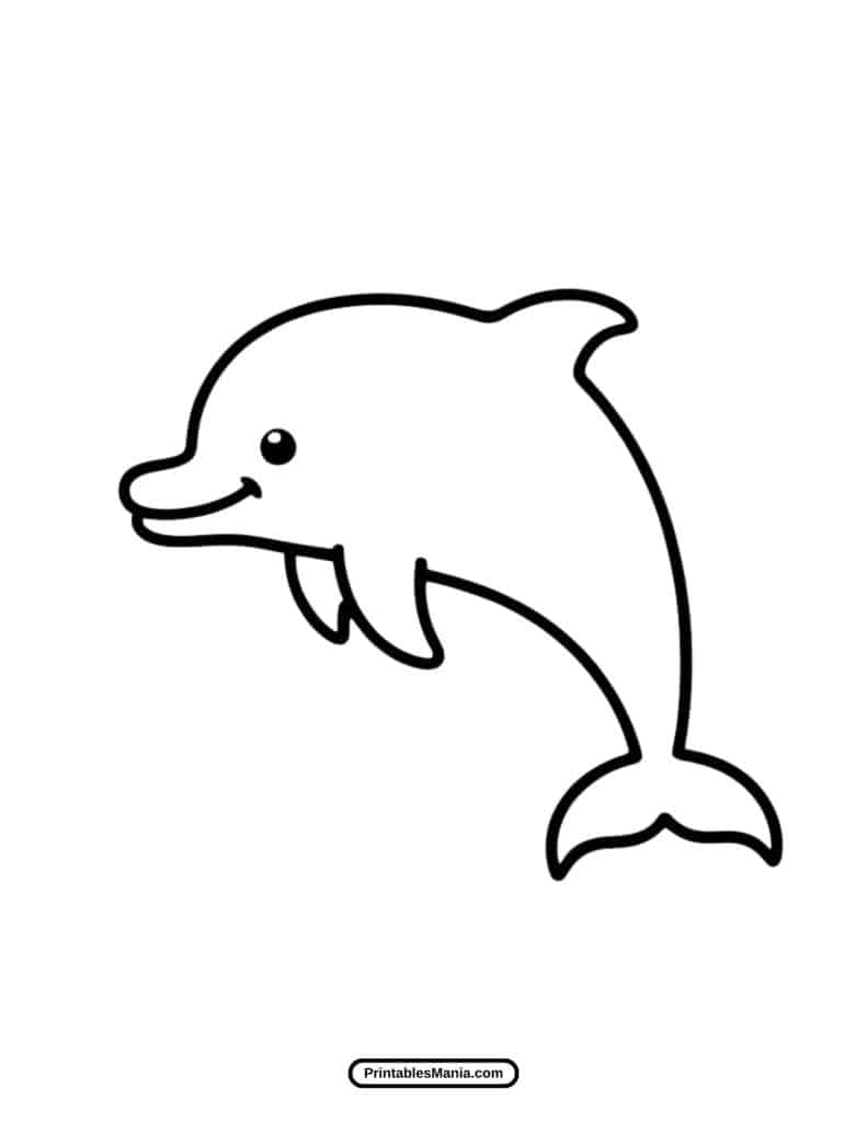 easy dolphin coloring page for kids