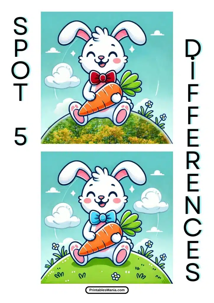 free spot the difference activity sheet for kids