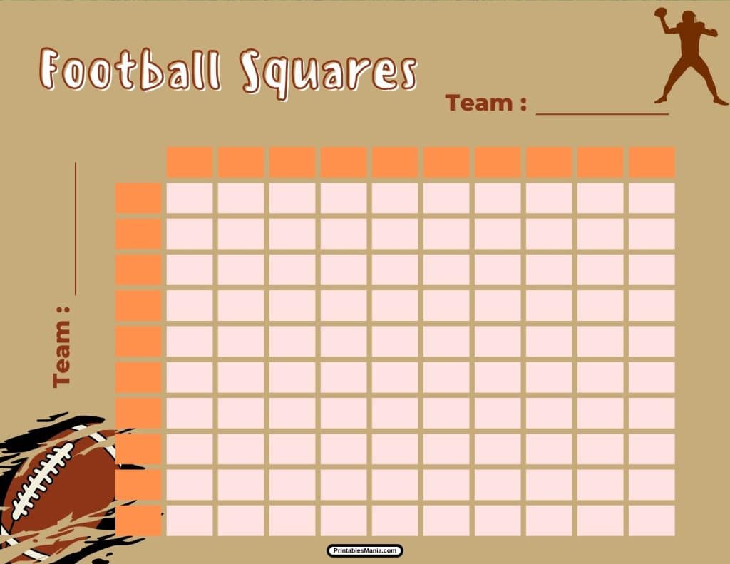 football squares chart with team names