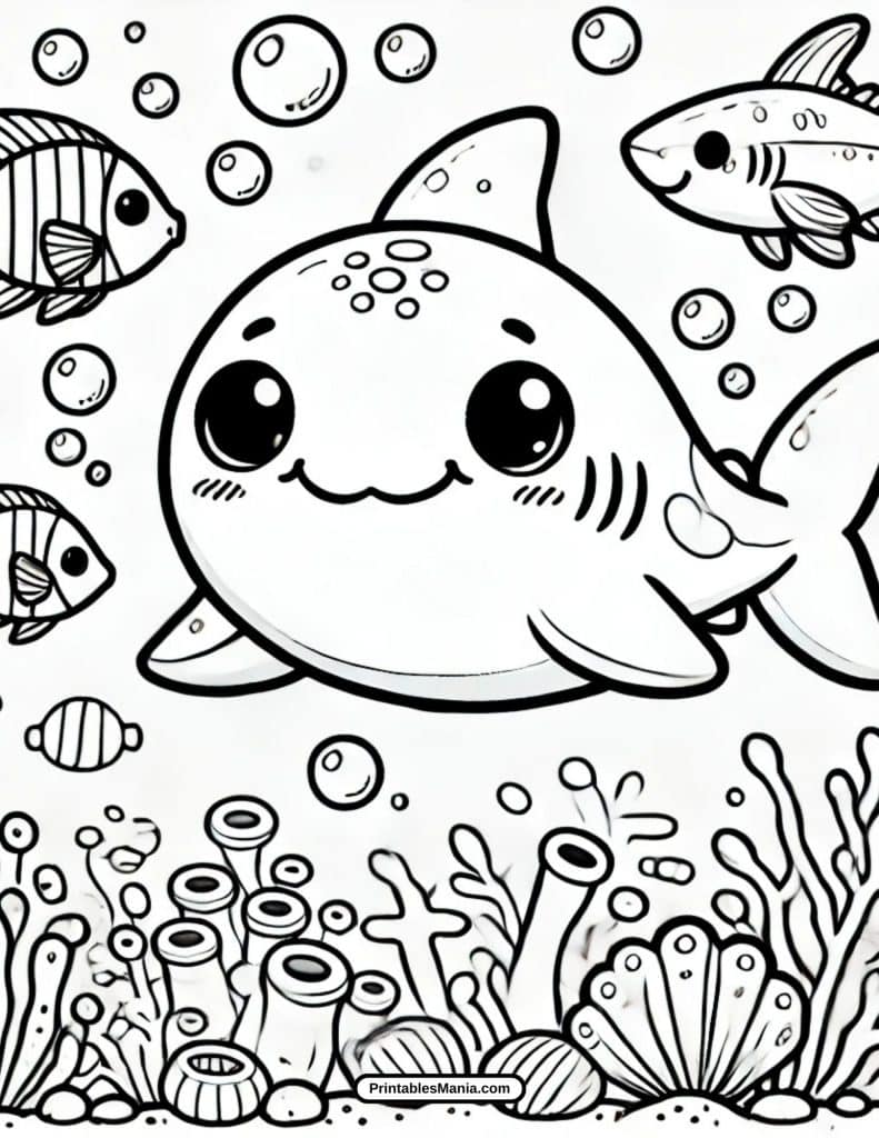 free baby shark pdf coloring page