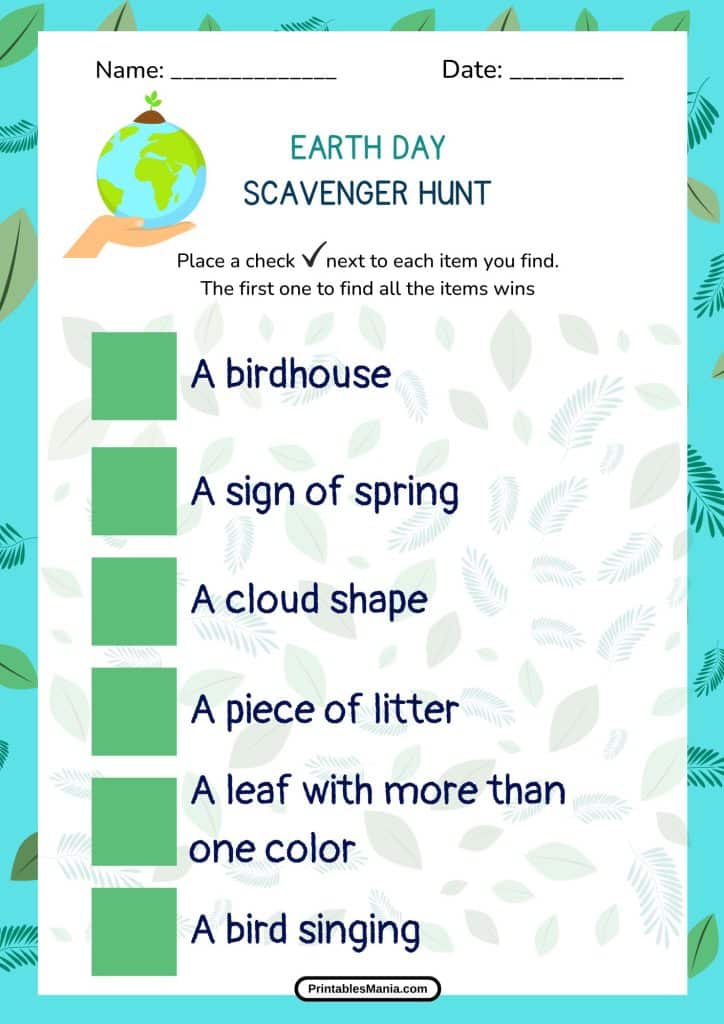 explore nature with this Earth Day scavenger hunt