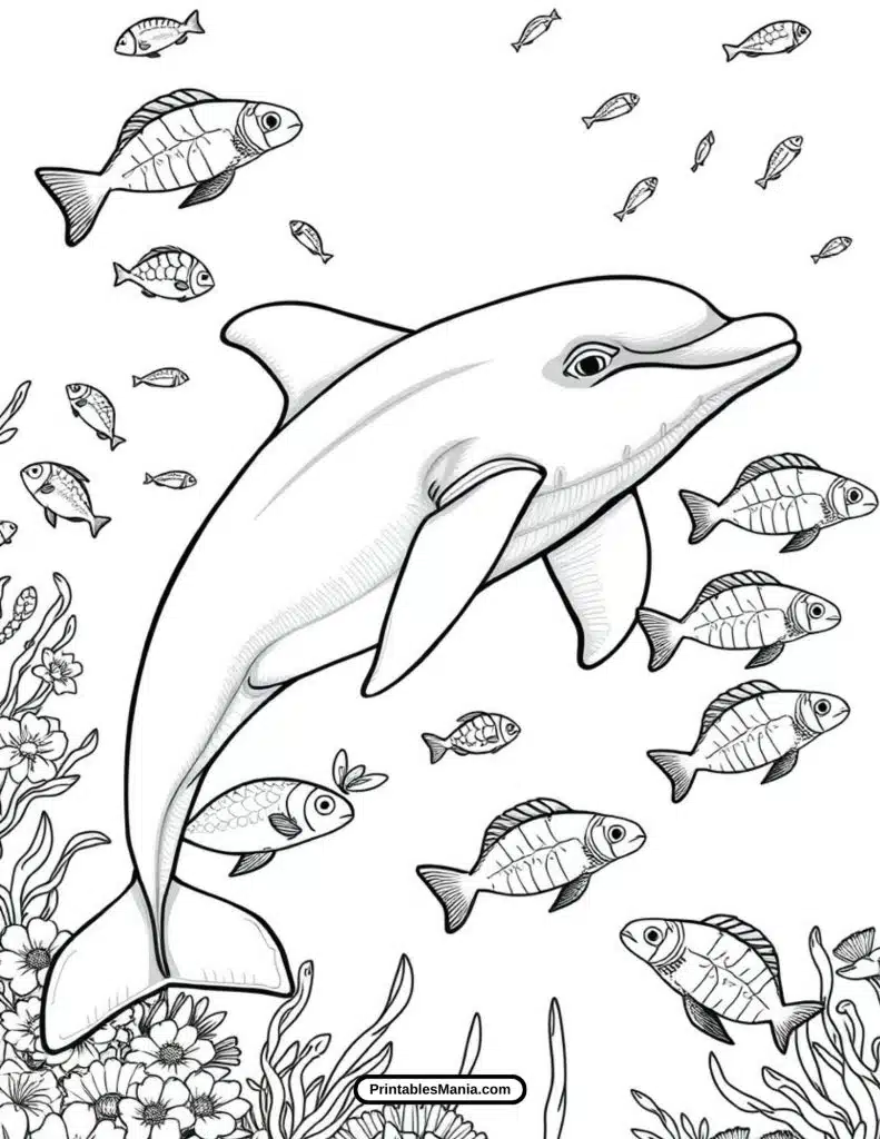 simple dolphin outline coloring page