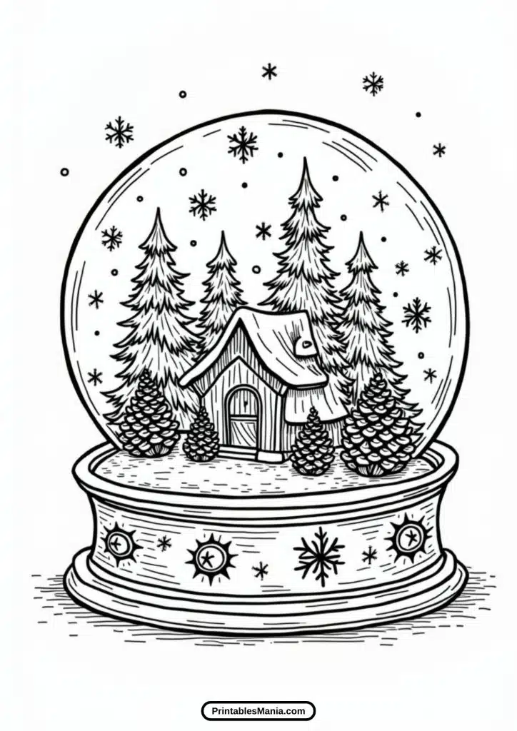 snow globe printable coloring page