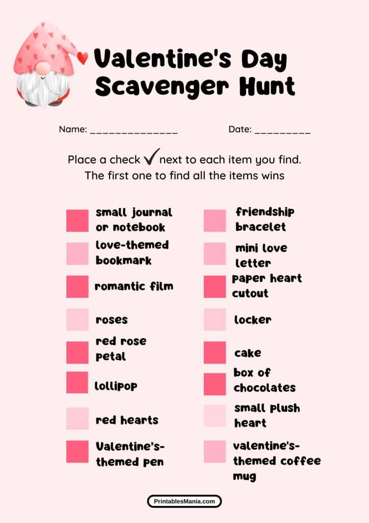 DIY Valentine's Day scavenger hunt 