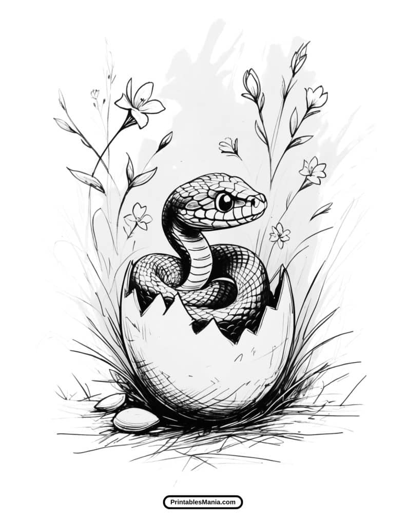 adorable snake coloring page, free to print