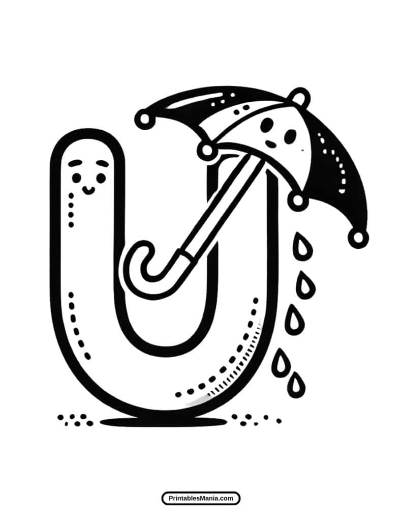 easy-to-color Letter U coloring page for preschoolers