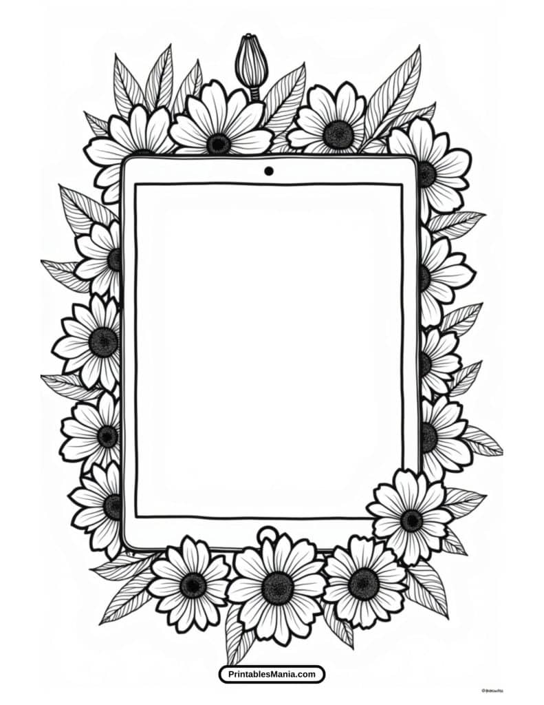 minimalist iPad outline coloring page