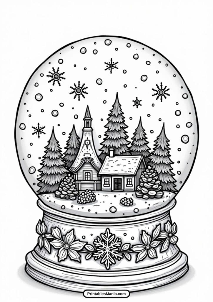 free snow globe coloring sheet to print