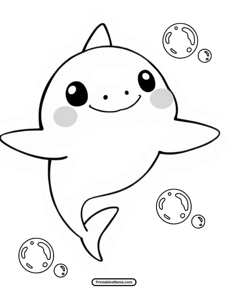 easy baby shark coloring sheet for kids with simple outlines