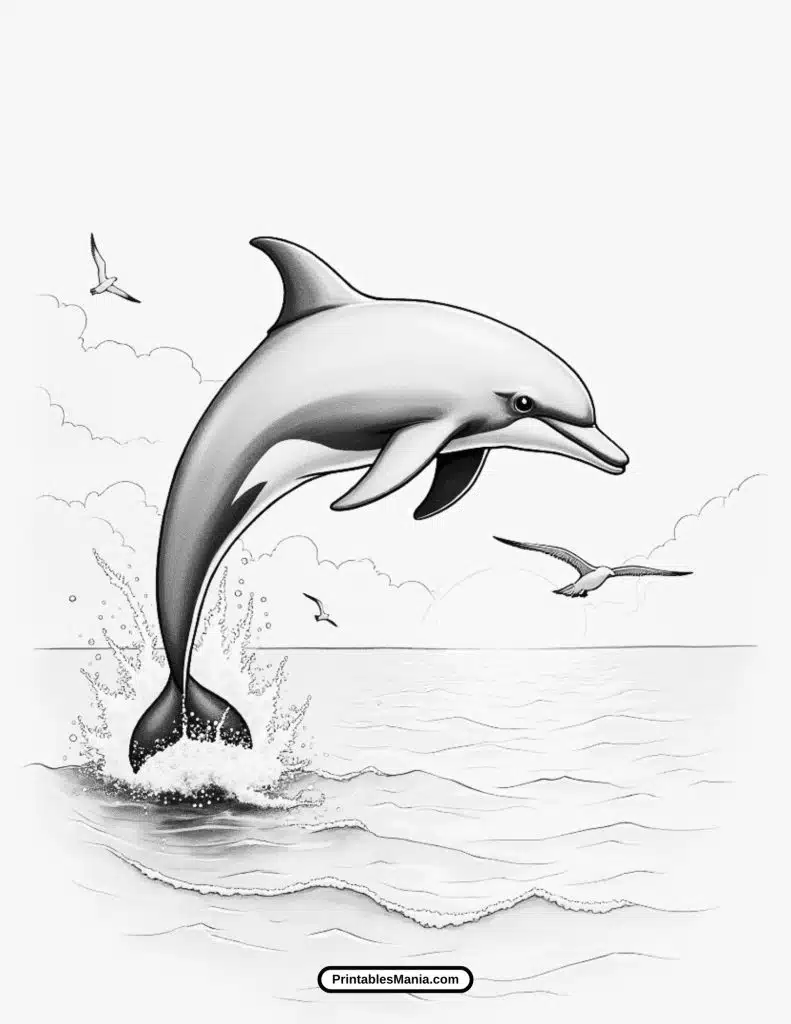 realistic dolphin coloring page