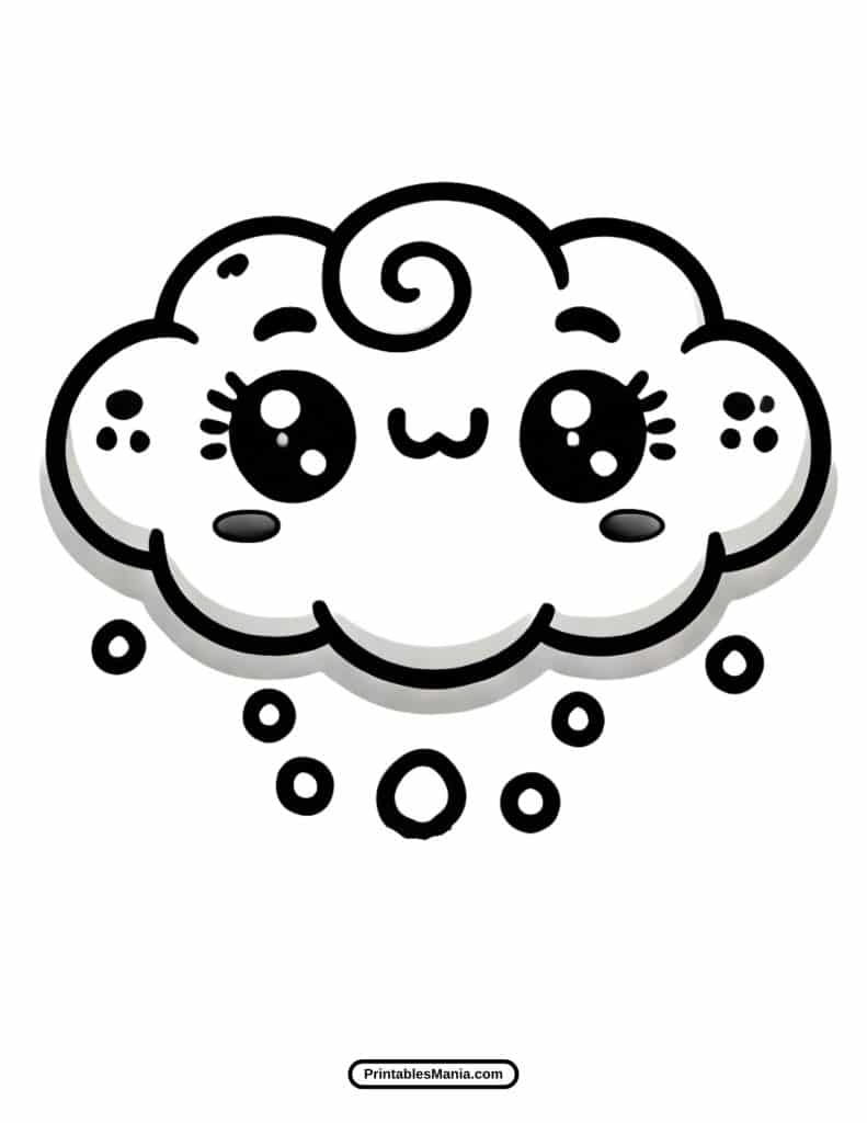 kawaii cloud character coloring page download