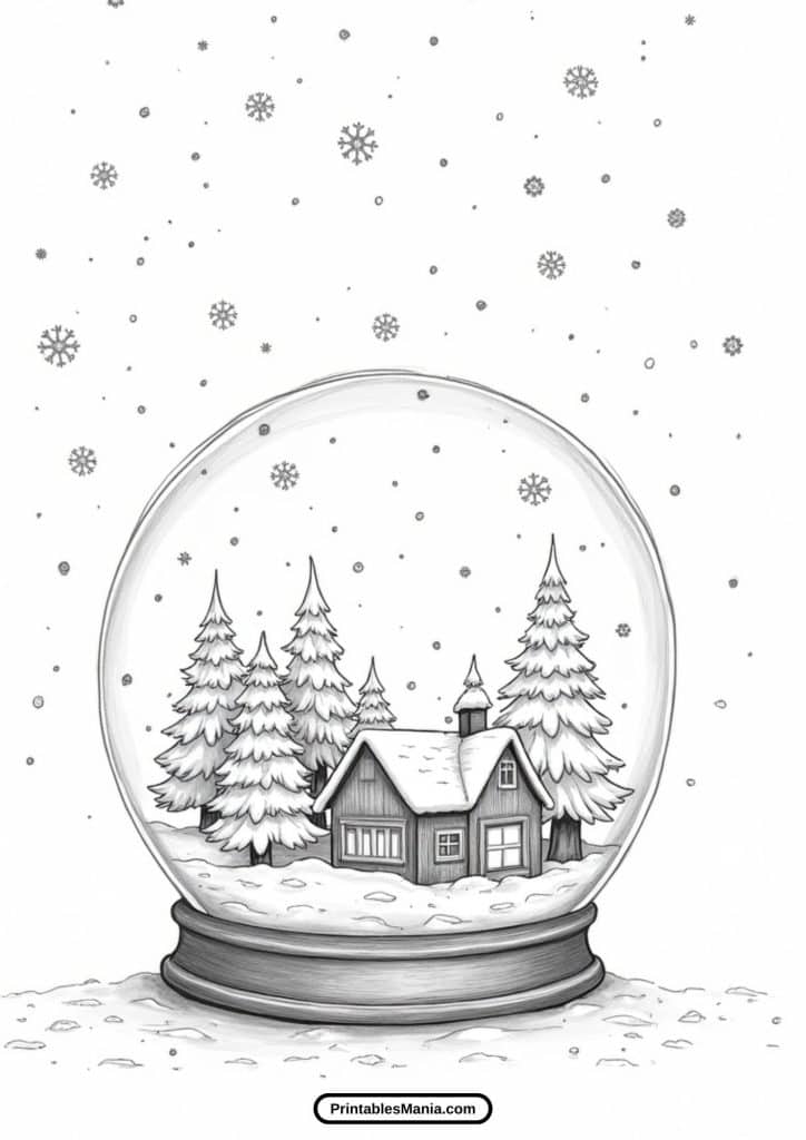 simple snow globe coloring page for kids