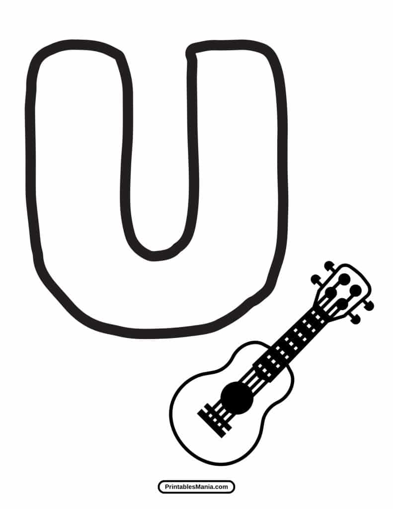 simple and fun Letter U printable for kids to color