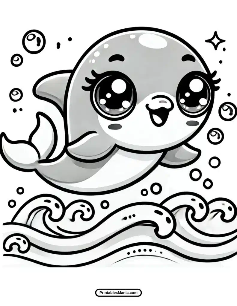 cartoon dolphin coloring page