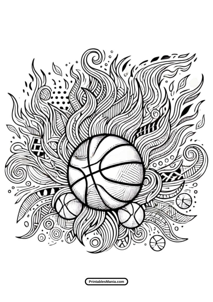 free printable basketball coloring page