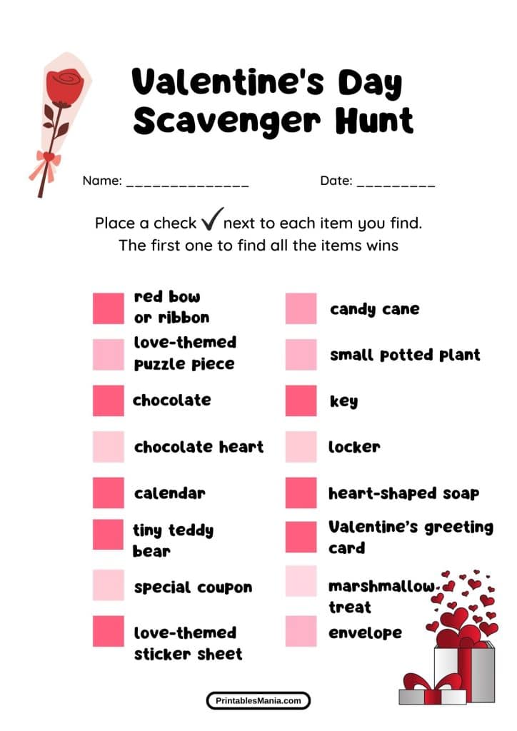 easy Valentine's Day scavenger hunt