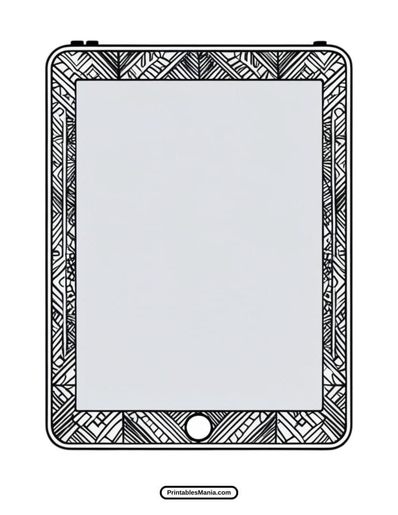 black-and-white iPad coloring sheet for free download