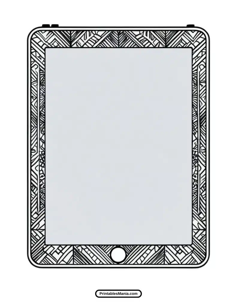 black-and-white iPad coloring sheet for free download