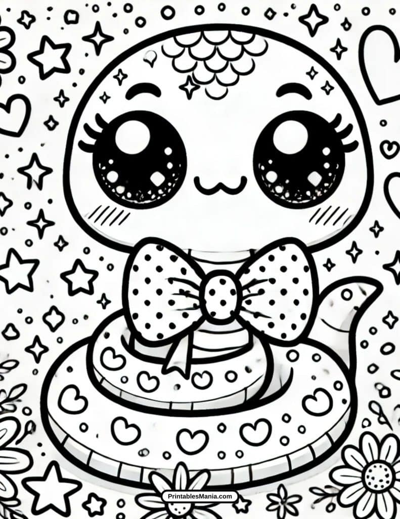 kawaii snake coloring page