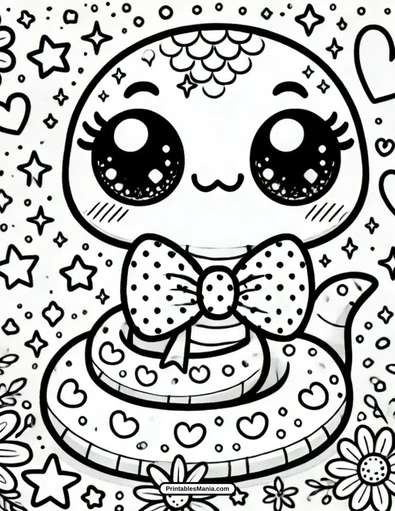 kawaii snake coloring page