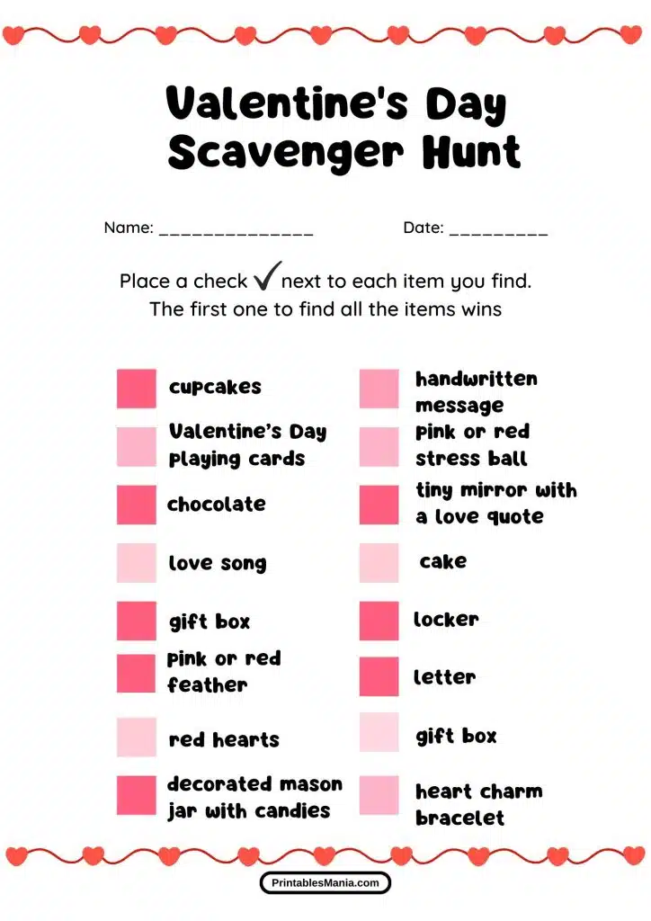 cute and romantic Valentine's scavenger hunt 