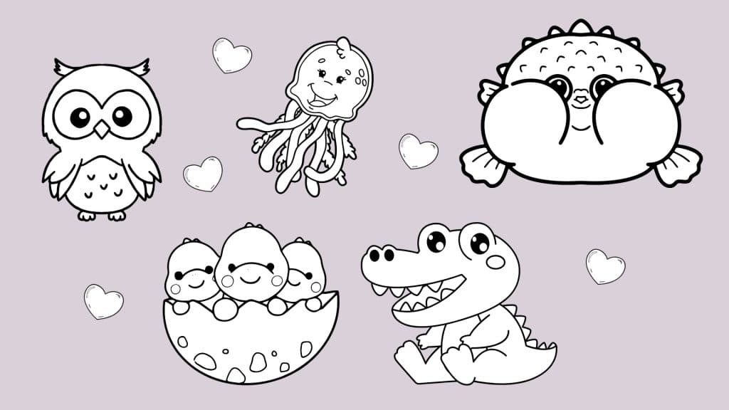 Cute Animal Drawings Without Color - Printables Mania