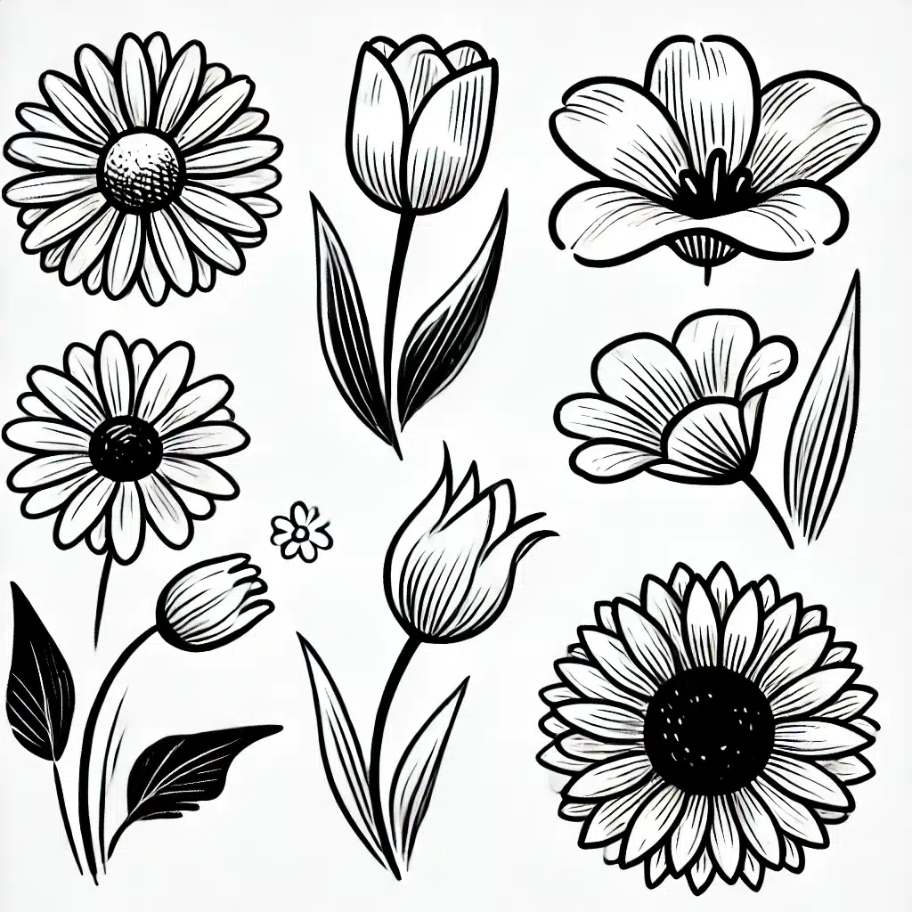 whimsical flower drawing