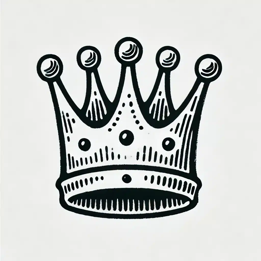 easy black-and-white crown drawing idea