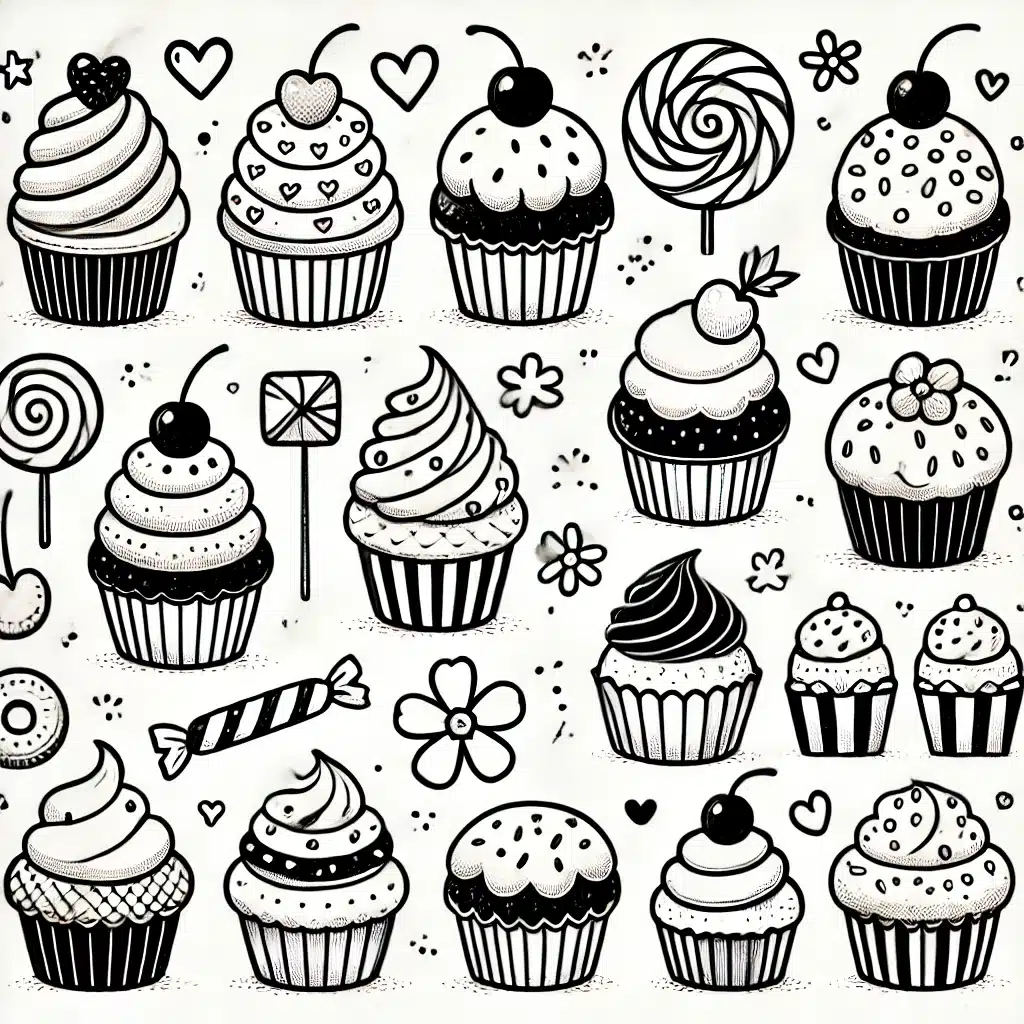 beginner-friendly cupcake illustration with simple shapes