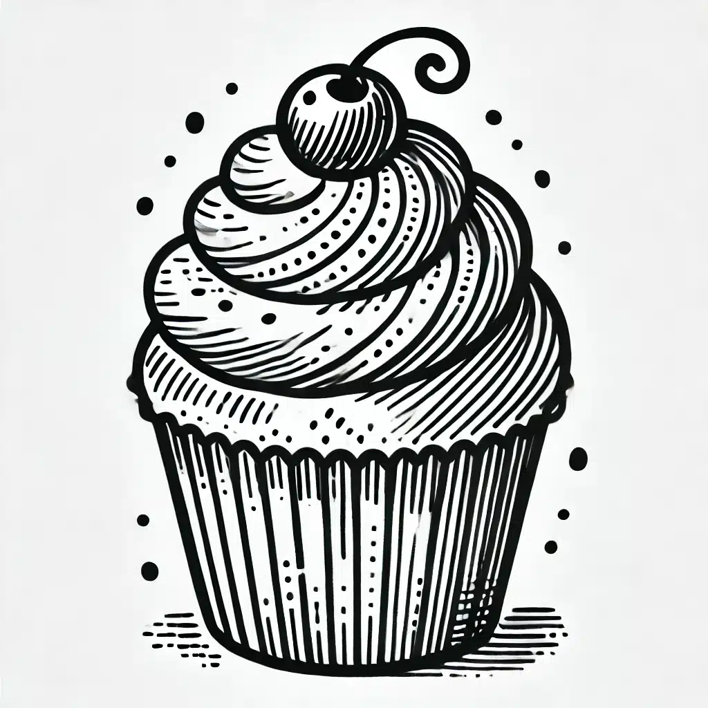 minimalistic cupcake drawing design for easy practice