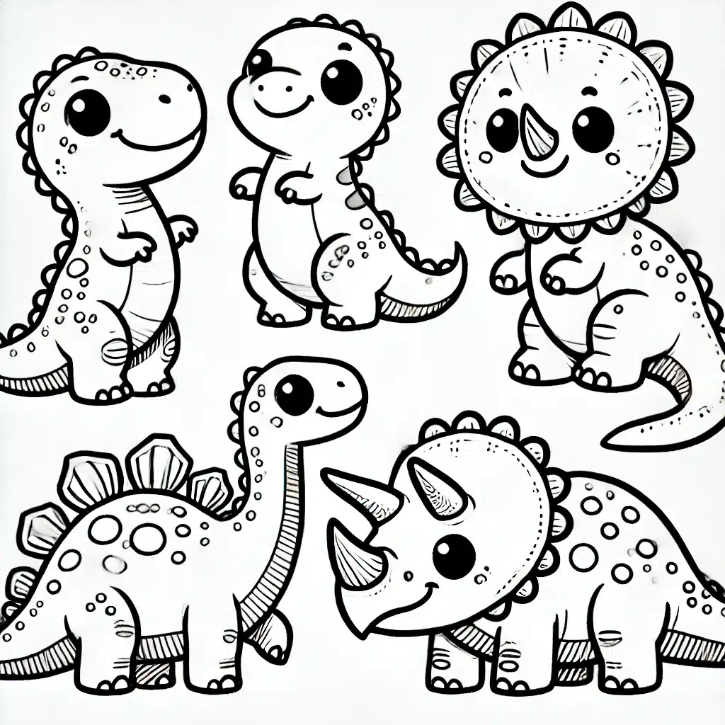 cute dinosaur drawing with simple and clean outlines for beginners