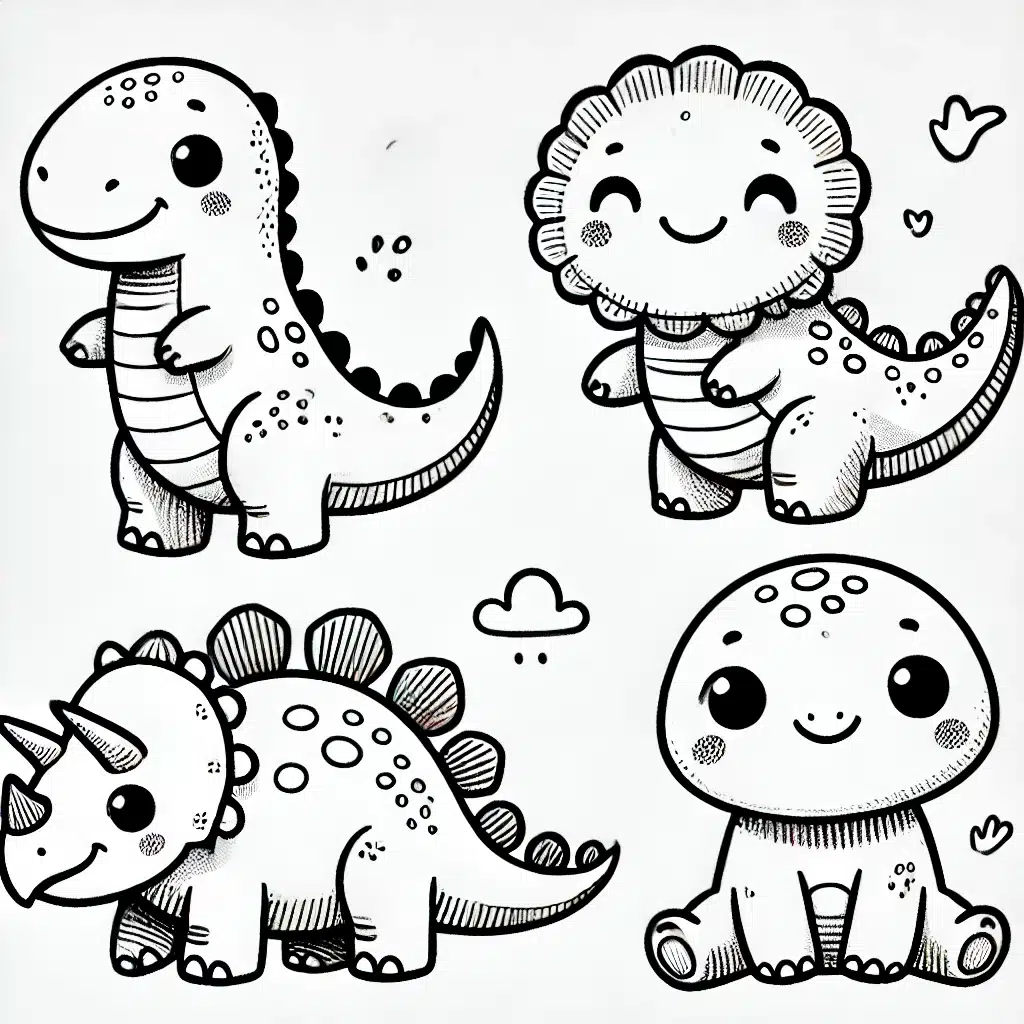 simple dinosaur sketch with clean lines, perfect for kids and beginners