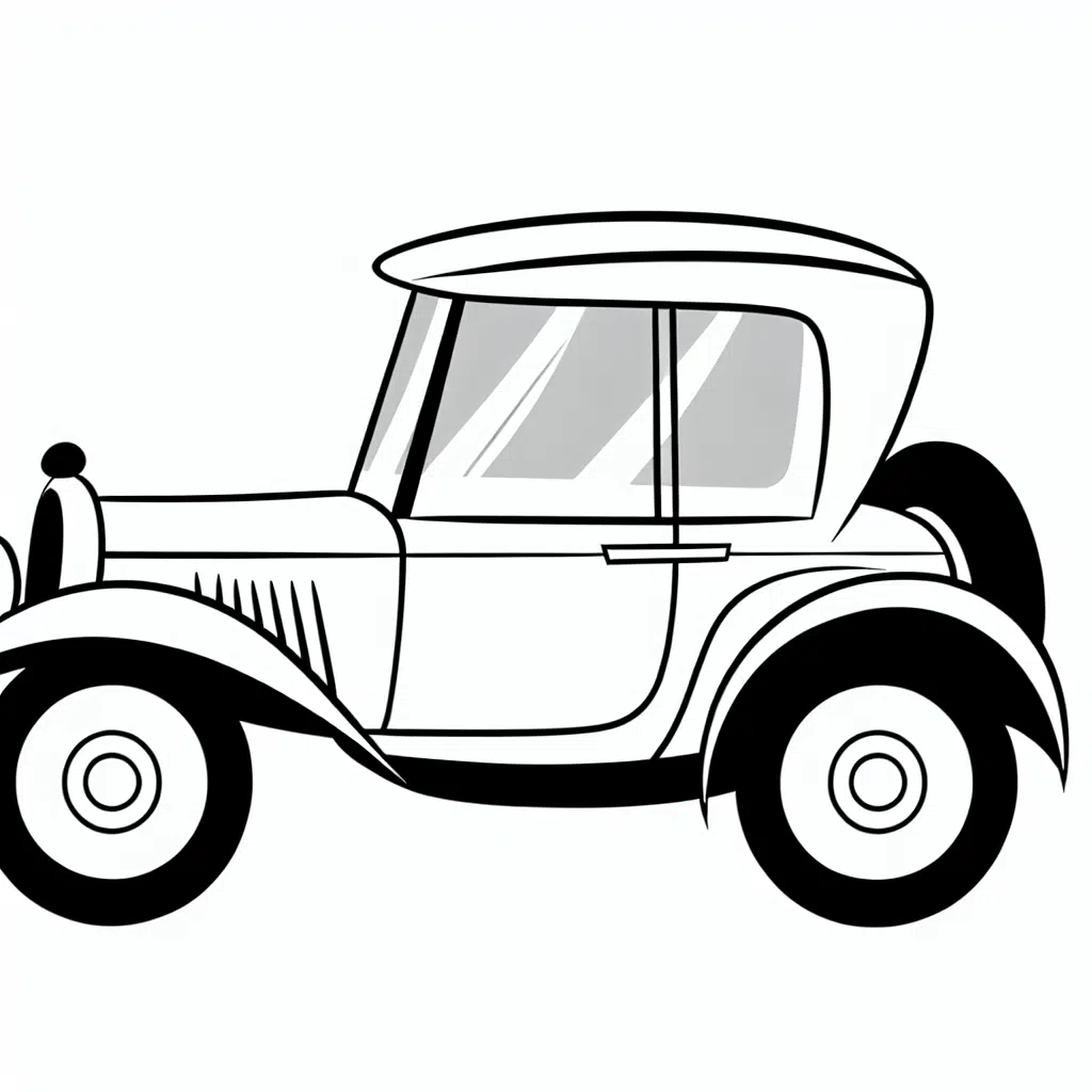 Cartoon drawing of a basic car with smooth, rounded lines.