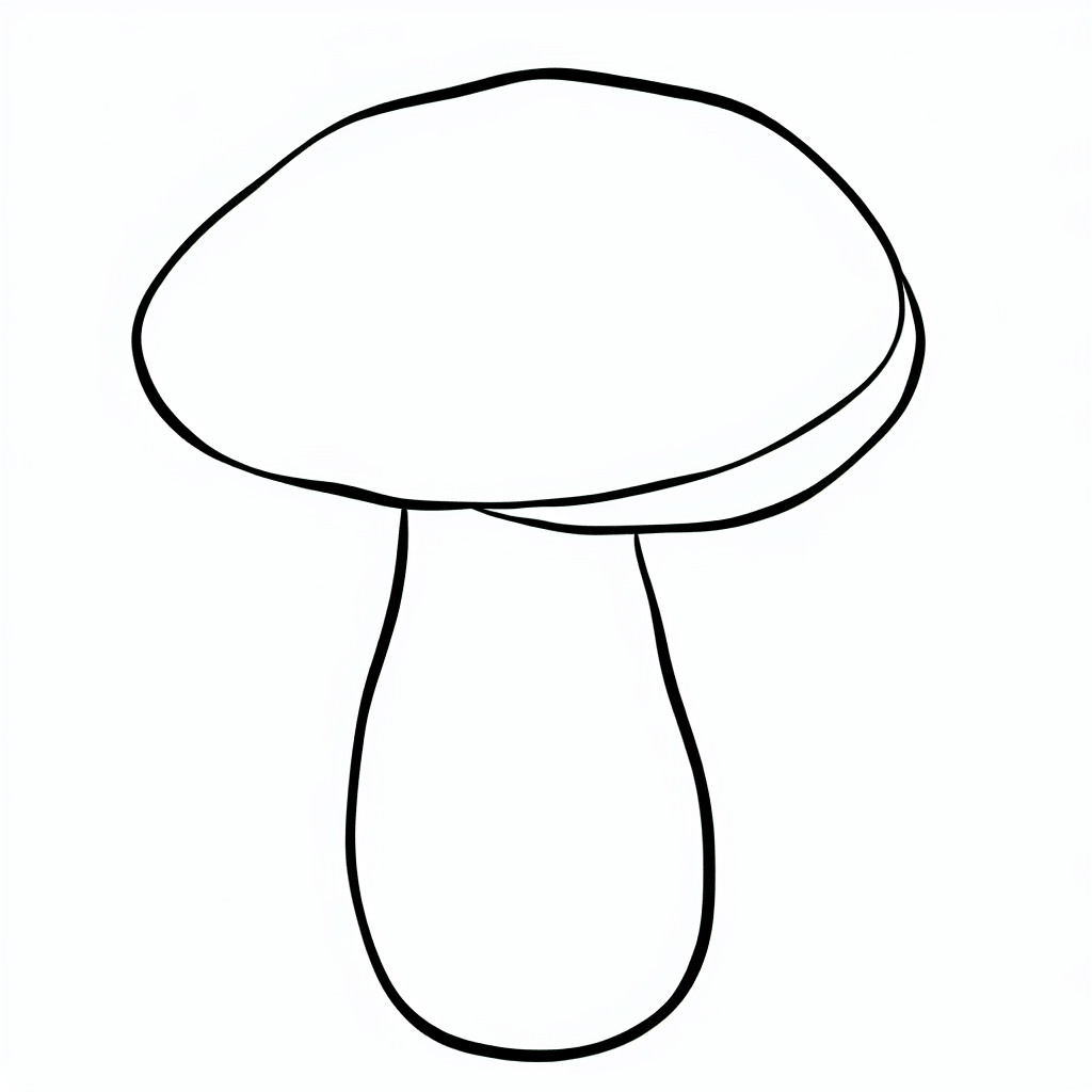 Minimalistic line drawing of a mushroom with a rounded cap.