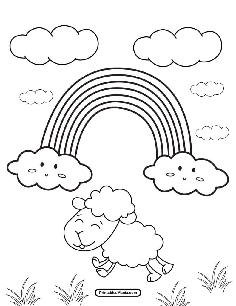 simple rainbow coloring page printable